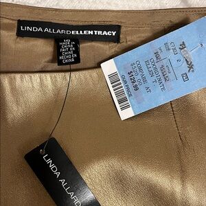 Linda Allard Ellen Tracy Gold Midi Skirt